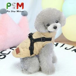 Dog Apparel PSM Cross Border Cotton Coat Chest Back Integrated Vest Reflective Traction Autumn/Winter Pet Bilegged