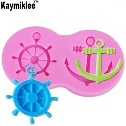 Baking Moulds Kaymiklee M170 Anchor Rudder Silicone Mold Fondant Cakes Decoration Resin Gumpaste Chocolate Sugar Craft Tool Tools