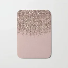 Bath Mats Bathroom Rugs Blush Pink Rose Gold Bronze Mat Flannel Absorbent Non Slip Doormat Entrance Door Room