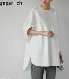 Women's Blouses Gagarich Fashion Japanese Loose Oversized Round Neck Irregular Blouse Front Short Back Long Sleeved Cape Style Shirt Top