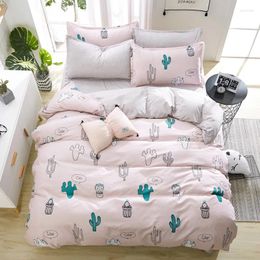 Bedding Sets Grey Set Pastoral Style Bed Linen Home Flat Cover Pillowcase& Duvet 2024 Sheet Heart Flower