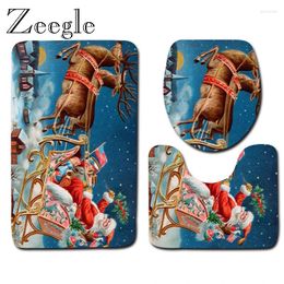 Bath Mats Zeegle Merry Christmas Rug Suit Toilet Mat Pedestal Lid Cover Anti Slip Carpet Water Absorption