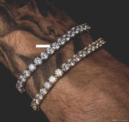 5mm 4mm 3mm Iced Out Diamond Tennis Bracelet Zirconia Triple Lock Hiphop Jewellery 1 Row Cubic Hip Hop Luxury Mens Bracelets2647699