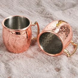 Mugs Mini 60ml Moscow Mule Mug Coffee Wine Bear Cup Hammered Copper Plated Home Kitchen Bar Supplies Drinkware