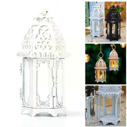 Candle Holders European Moroccan Wrought Iron Glass Holder Bar Wedding Home Decoration Hanging Table Place Lamp Classical D7i1