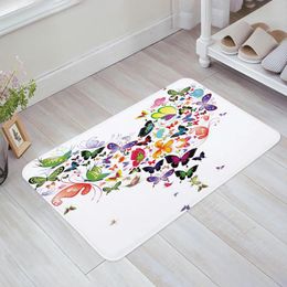 Carpets Colourful Butterfly Heart-Shaped White Kitchen Doormat Bedroom Bath Floor Carpet House Hold Door Mat Area Rugs Home Decor