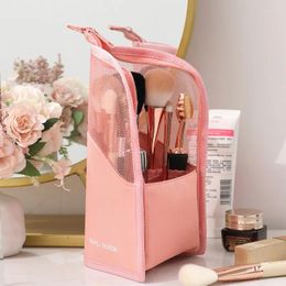 Storage Bags Stand Cosmetic Bag For Women Clear Zipper Makeup Travel Female Brush Holder Organiser Toiletry