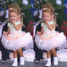 Toddler Kids Baby Flower Girl Dresses Miss America Custom Made Organza Cupcake Tutu Girl's Pageant Dresses Party Wears For Infant 157b