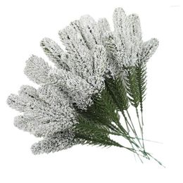 Decorative Flowers 10pcs Christmas Artificial Pine Needles Branches Simulated Leaves DIY Tree Decoration Pography Props Plants