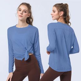 Active Shirts Women Yoga Shirt Autumn Light Weight Pilates Fitness Gym T-Shirt Loose Breathable Outdoor Jogging Workout Clothing