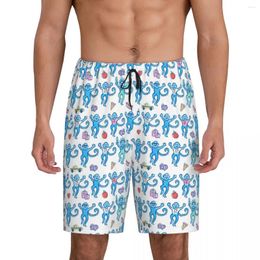 Men's Sleepwear Custom Preppy Roller Monkeys Pyjama Shorts Men Lounge Bottom Stretch Sleep Short Pjs With Pockets