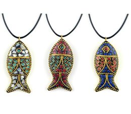 Pretty necklaces fashion evade fish ethnic necklacestones vintage plate Nepal jewelryhandmade sanwoods vintage bodhi pendants ne3811222