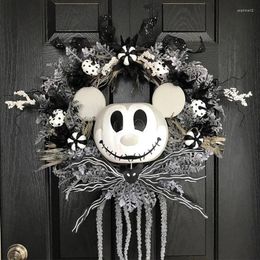 Decorative Flowers Diameter 40cm Halloween Ghost Scary Wreath For Store Shop Door Decoration Pumpkin Decorations Garlands Decor