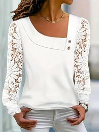 Women's Blouses Spring White Lace Shirts Long Sleeve Top Women Buttons Casual Office Womens Tops And Blouse Femme Shirt For