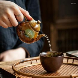 Teaware Sets Drip Pot Tea Set Quaint Ceramic Teapot Retro Wood Fired Japanese Handheld Maker Kitchen Dining Bar Home Garden