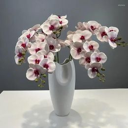 Decorative Flowers Artificial 3D Printing Pink Phalaenopsis Branch Simulation Flower Auditorium Decor Green Plant Coffee Shop Decoration