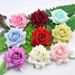 Decorative Flowers 2/5Pcs Rose Artificial 7CM Fake For Home Room Decor Garden Wedding Decoration DIY Craft Garland Gift Accessories