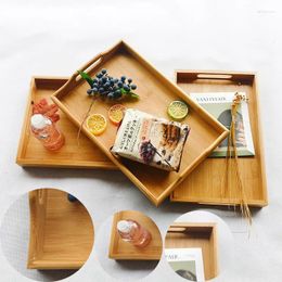 Tea Trays Bamboo Wooden Tray Family Breakfast Snack Rectangular Cup Size Fruit Plate