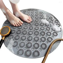 Bath Mats Textured Surface Round Shower Mat Anti-Slip With Drain Hole Massage In Middle For Stall Bathroom Floor