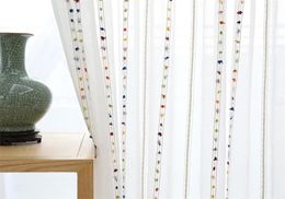 Colourful striped White tulle curtains for living room bedroom Modern sheer curtain drape window 2107126940318