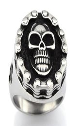 FANSSTEEL STAINLESS STEEL mens or womens Jewellery motor cycle chain gothic skull biker ring GIFT 13W9993945806038462