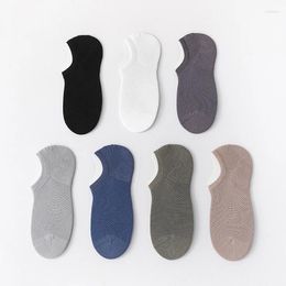 Men's Socks 5 Pairs Men Fashion Solid Boat Summer Mesh Non-slip Silicone Cotton Invisible Male Ankle Sock Slippers Meia