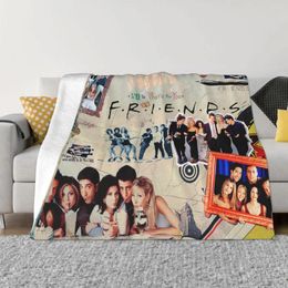 Blankets Friends TV Show Blanket Fleece Decoration Collage Vintage Portable Lightweight Thin Throw For Bedding Office Bedspreads