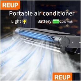 Other Home Garden Portable Air Conditioner Rechargeable Electric Fan Adjustable Misting Cooler Night Light Quiet Cool Mist Humidif Dhz2U