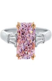 Choucong Ins Top Sell Wedding Ring Handmade Luxury Jewellery Solitaire Princess Cut Pink Topaz Diamond Eternity Statement Women Enga2339435