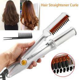 Hair Curling Iron Max 2-Way Rotating Hair Curler 2 In 1 Hair Curler Straightener Brush Smoothing Hair Iron Electric Hairbrush 240430