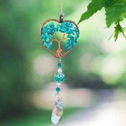 Decorative Figurines Romantic Love Heart Real Turquoise Tree Of Life Transparent Crystal Jewellery Pendant Fortune Mascot Feng Shui Wedding