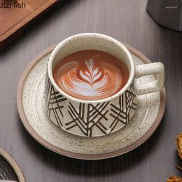 Mugs Vintage Ceramic Tea Coffee Handheld Type Breakfast Cup Mug Saucer Spoon Home Kitchen Exquisite Drinkware Milk Cups