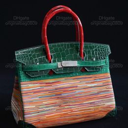 12A 1:1 Top Quality Designer Tote Bags Specially Customised Crocodile Skin Goat Cut Leather Creative Design Embellished 30cm Casual Style Luxury Handbags With Box.