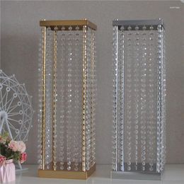 Candle Holders Bead Curtain Set Wedding Flower Stand Holder Wrought Iron Shelf Electroplating Guide Street Lamp Crystal Roa