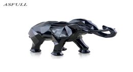 Modern Abstract Black Elephant Statue Resin Ornaments Home Decoration accessories Gift Geometric Resin Gold Elephant Sculpture 2102300569