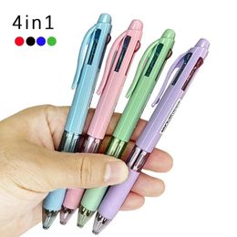 4 In 1 Multicolor Ballpoint Pens Creative Colorful Retractable Multifunction Pen Students Writing School Office Kawaii Supplies 240511