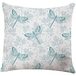 Pillow Throw Cover Beautiful Fresh Dragonfly And Parsley Floral Home Decor Pillowcase For Sofa 18x18 Inches