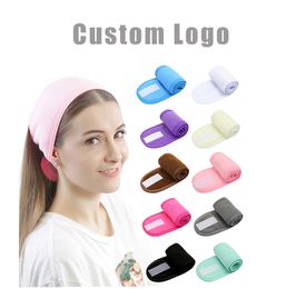 Custom Logo Microfibre Skincare MakeUp Embroidered Private Label Spa Cosmetic Facial Headband With Logo