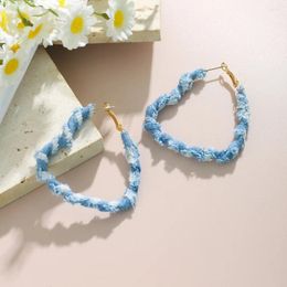 Hoop Earrings Punk Denim Large Circle Beautiful Fabric Geometry For Women Geometric