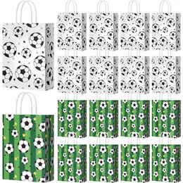 Gift Wrap 12Pcs Soccer Bags Paper Wrapping Pouch Print Goodie Bag For Kids Game Celebration Sports Theme Party Decor Supplies
