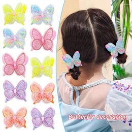 Hair Accessories 10Pcs 48x42mm Fairy Mesh Embroidery Double Butterfly Patch For DIY Headwear Clips Decor Clothes Hat Shoes Sewing Accessory