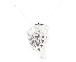 925 Sterling Silver Pick a Pearl Cage Angel Wing Locket Pendant Necklace Boutique Lady Gift K10419800020