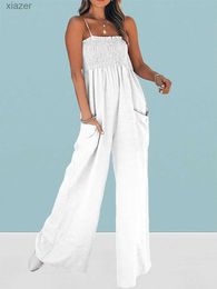 Women's Jumpsuits Rompers Traf 2024 jumpsuit womens sexy one-piece suspension loose casual street wear beach holiday wide leg Trousers summer tight jumpsuit WX