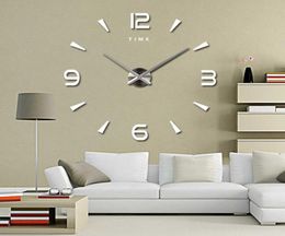 Large Wall Clock Quartz 3D DIY Big Decorative Kitchen Clocks Acrylic Mirror Stickers Oversize Wall Clock Home Letter Home Decor X06328219