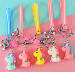 New creative Cartoon doll cute PVC unicorn keychains Korean Unicorn key chain bag pendant key chain creative custom key chain9178136