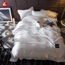 Bedding Sets High Quality Summer White Silk Cool Bed Set King Quen Size Flat Sheet Cotton Cover Duvet 4pcs Bedclothes 250 270cm