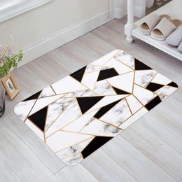 Carpets Marble Texture Black White Geometry Kitchen Doormat Bedroom Bath Floor Carpet House Hold Door Mat Area Rugs Home Decor