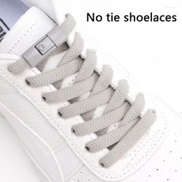 Shoe Parts Flat Shoelaces Without Ties Colourful Press Lock Elastic Laces Sneakers 8MM Width Leisure Shoestring For Men Women's Sports Shoes