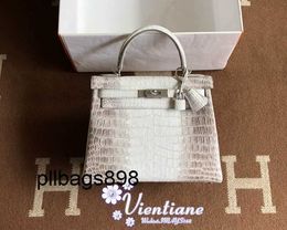 Handbag Keliys Genuine Leather 7A bag 28cm Himalayan white 01 Himalayaya matte two-point crocodile skin silver buckle