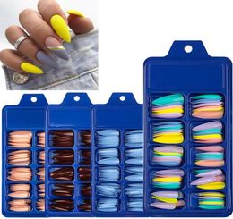 False Nails 100PCS French Nail Press On Transparent Tips For Long Stiletto Solid Colour Extension Manicure Tools 20216149662